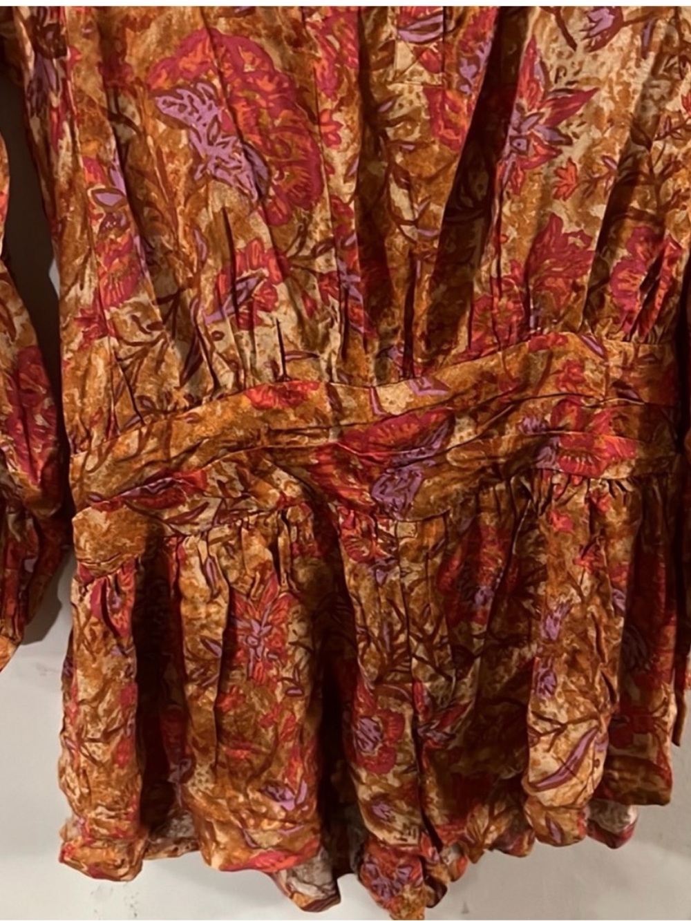 Free People ‘Dance Till Dawn’ Romper Size Small - Orange Floral 🧡 🌼 - Picture 5 of 10